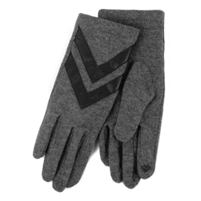 Isotoner® Ladies Smartouch Wool Knit Glove With Chevron Detail Grey Extra Image 1